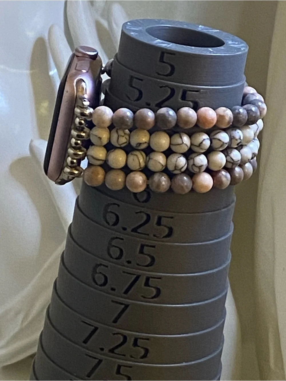 Howlite Rhodonite Gemstone Apple Watch Band 4 Strand Pink White 42mm 44mm 45mm